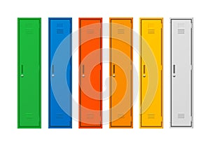 Realistic Detailed 3d Color School Gym Locker Set. Vector