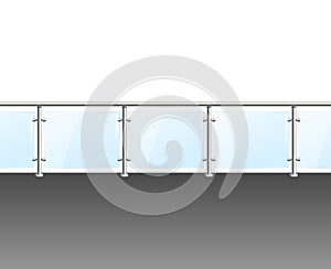 Realistic Detailed 3d Glass Barrier Modern Balcony or Terrace. Vector