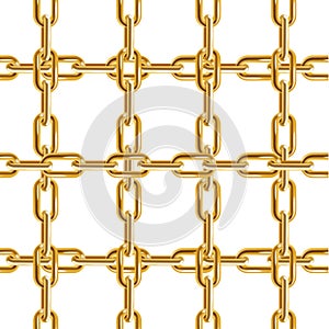 Realistic Detailed 3d Golden Chain Seamless Pattern Background. Vector