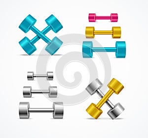 Realistic Detailed 3d Gym Equipment Dumbbell Set. Vector
