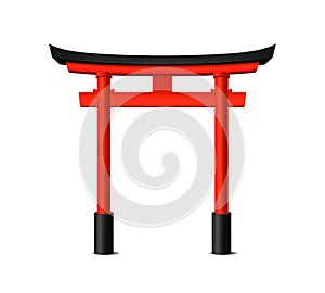 Realistic Detailed 3d Japanese Tori Gate. Vector