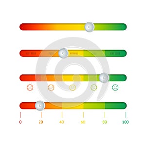 Realistic Detailed 3d Level Indicator Set. Vector