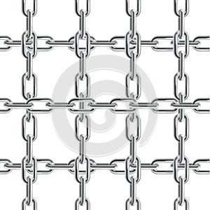 Realistic Detailed 3d Metal Chain Seamless Pattern Background. Vector