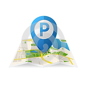 Realistic Detailed 3d Parking Blue Tag Pin for App. Vector