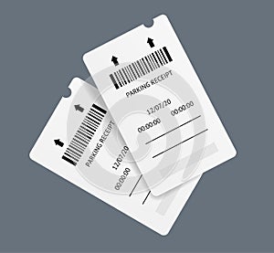 Realistic Detailed 3d Parking Tickets Set. Vector