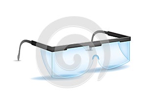 Realistic Detailed 3d Plastic Safety Blue Glasses. Vector