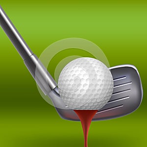 Realistic Detailed 3d Putter Under White Ball. Vector