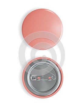 Realistic Detailed 3d Red Blank Badges Pin Button. Vector