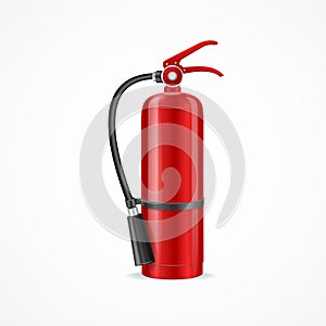 Realistic Detailed 3d Red Fire Extinguisher. Vector