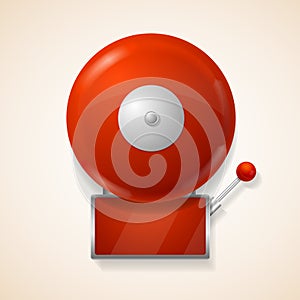 Realistic Detailed 3d Red School Bell. Vector