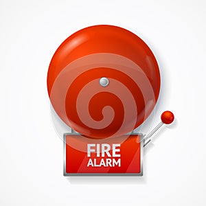 Realistic Detailed 3d Red School, Fire or Alarm Bell Set. Vector