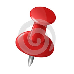 Realistic Detailed 3d Red Thumbtack Pin. Vector