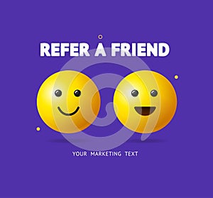 Realistic Detailed 3d Refer a Friend Concept Ad Poster Card. Vector