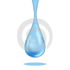 Realistic Detailed 3d Shiny Blue Drop. Vector
