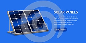 Realistic Detailed 3d Solar Panels Card . Vector