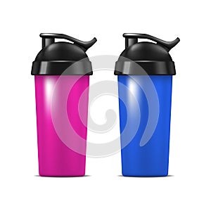 Realistic Detailed 3d Sport Nutrition Drink Bottle Set. Vector