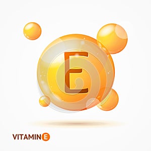 Realistic Detailed 3d Vitamin E Background Card. Vector