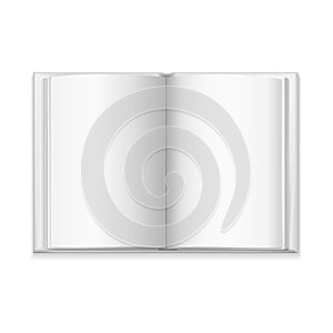 Realistic Detailed 3d White Blank Open Book Template Mockup. Vector