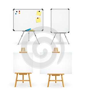 Realistic Detailed 3d White Boards Set. Vector