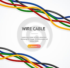 Realistic Detailed 3d Wire Cable Concept Ad Poster Card. Vector