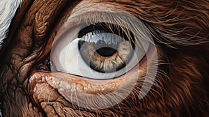 Realistic And Detailed Cow\'s Eye Painting In Hyper-realistic Style