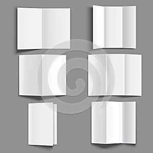 Realistic Detailed 3d Blank Flyers and Booklets Mock Up Set. Vector photo