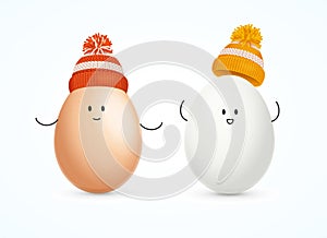 Realistic Detailed 3d Different Happy Easter Egg Characters Kawaii Set. Vector