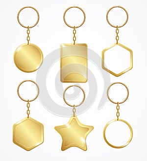 Realistic Detailed 3d Empty Template Keychain Set. Vector photo