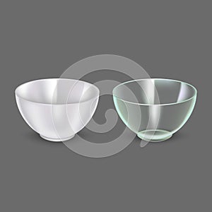 Realistic Detailed 3d Glass and Ceramic Bowl. Vector