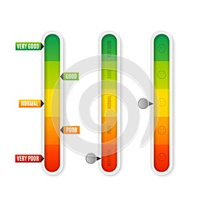 Realistic Detailed 3d Level Indicator Set. Vector