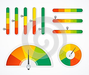 Realistic Detailed 3d Level Indicator Set. Vector