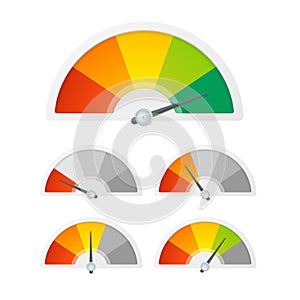 Realistic Detailed 3d Level Indicator Set. Vector