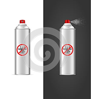 Realistic Detailed 3d Mosquito Insect Repellent Bottle Set. Vector photo