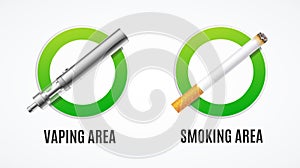 Realistic Detailed 3d Vaping and Smoking Area Concept. Vector