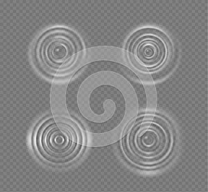 Realistic Detailed 3d Water Ripple Effects Set. Vector