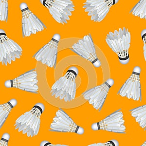 Realistic Detailed 3d White Shuttlecocks for Badminton Seamless Pattern Background . Vector