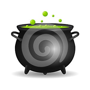 Realistic Detailed 3d Witch Cauldron. Vector photo