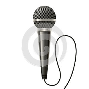 Realistic Detailed Modern Metal Microphone. Vector