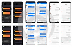 Realistic detailed smartphone chatting app template bubbles collection. Social network messenger dialogues composer