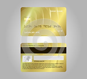 Realistic detailed template design of Debit card, Credit card