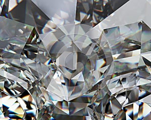 Realistic diamond crystal with caustic close up texture background 3D rendering