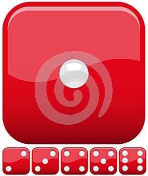 Red realistic dice collection, set of 6, vector available