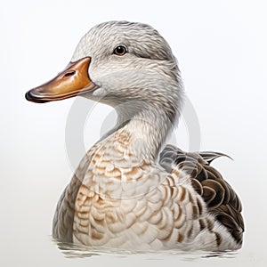 Realistic Digital Airbrushing Of A Duck On White Background