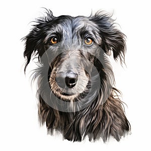 Realistic Digital Illustration Of A Long-haired Black Dog