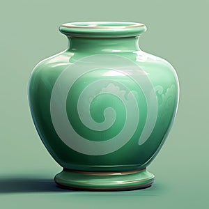 Realistic Digital Painting Of A Celadon Dressel 38 Vase