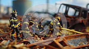 realistic diorama firefighters toys miniatures doing their job