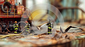 realistic diorama firefighters toys miniatures doing their job