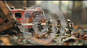 realistic diorama firefighters toys miniatures doing their job