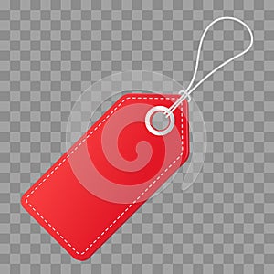 Realistic discount red tag for sale promotion. Vector vintage label template.