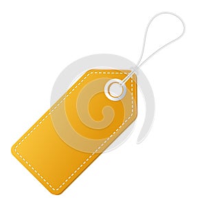 Realistic discount yellow tag for sale promotion. Vector vintage label template.